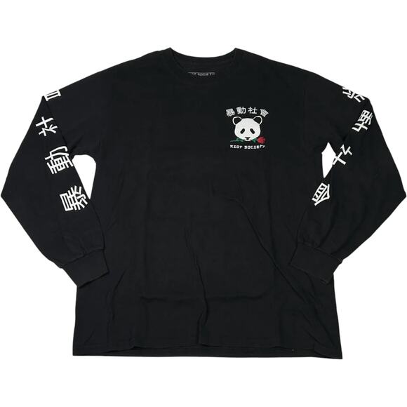 riot society Other - Riot Society Panda Graphic T Shirt Mens M Black Streetwear Asian Print Tee